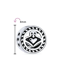 Bling Jewelry Bff Round Friendship Irish Celtic Claddagh Bead Charm Oxidized Sterling Silver