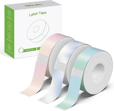 Nelko P21 Genuine Adhesive Green/Blue/Pink Paper 14x40mm (0.55"x1.57") 180 Labels/Roll, 3 Roll, for Home Office School Organization, Gift for Decorati