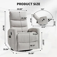 Mondawe Swivel and Rocker Power Recliner Chair, with Usb Type-c Ports