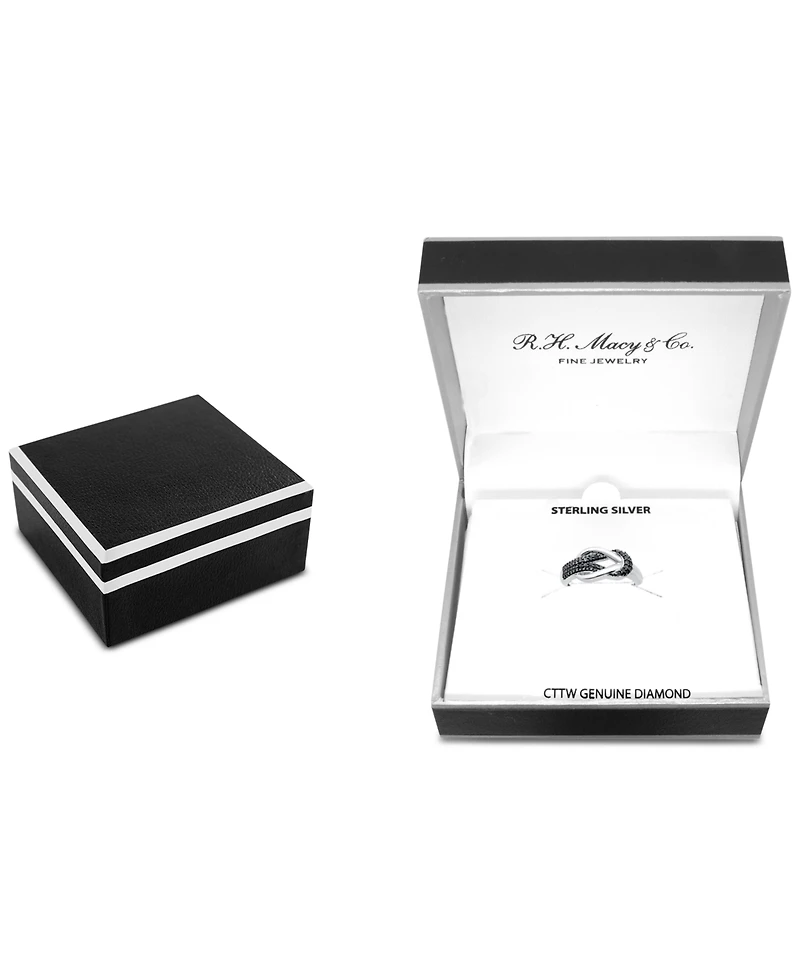 Black Diamond Polished Interlocking Ring (1/6 ct. t.w.) Sterling Silver