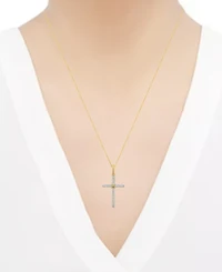 Diamond Cross Pendant Necklace (1/10 ct. t.w.) in 14k Gold, 16" + 2" extender