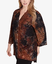 Ruby Rd. Plus Button Front Stand Collar Tie Dyed Spots Jacquard Shirt