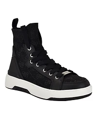 Guess Women's Mannen Knit Hi-Top Lace-Up Fashion Sneakers