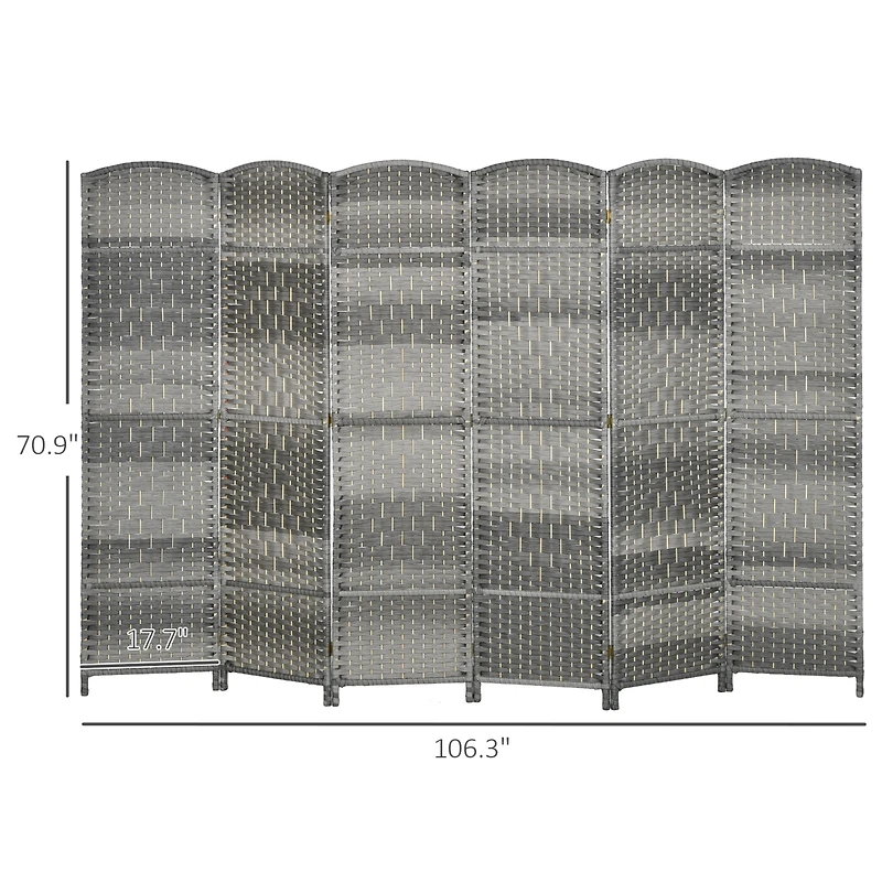 Homcom 6 Panel Room Divider Hand-Woven Freesding Partition,