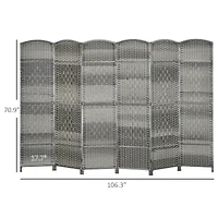 Homcom 6 Panel Room Divider Hand-Woven Freesding Partition,
