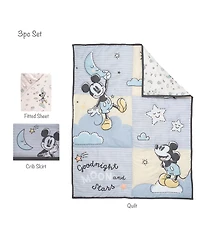 Lambs & Ivy Disney Baby Moonlight Mickey Mouse 3-Piece Nursery Crib Bedding Set