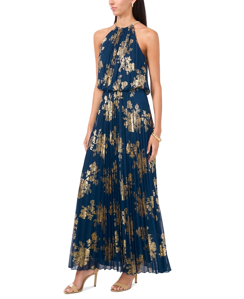 Msk Women's Embellishment Halter-Neck Pleated Dress