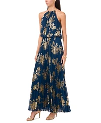 Msk Women's Embellishment Halter-Neck Pleated Dress