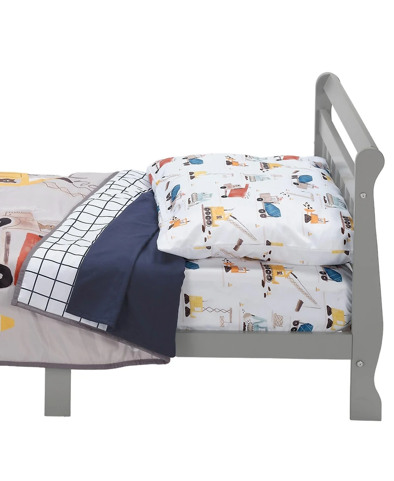 Bedtime Originals 4-Piece Construction Zone Gray/Navy/White Toddler Bedding Set