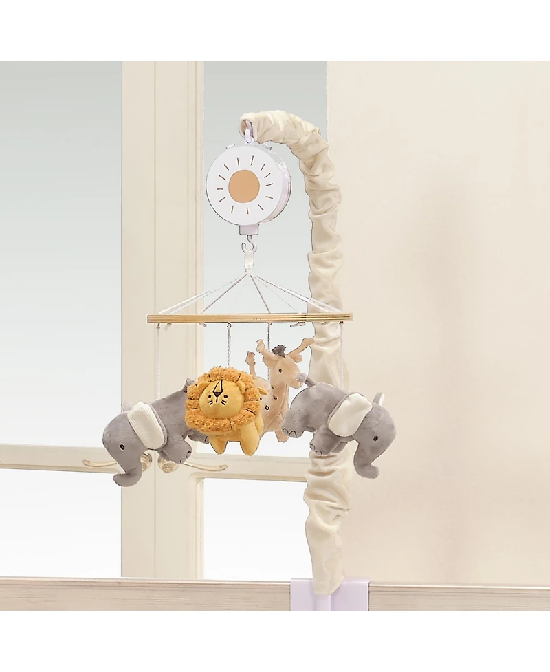 Lambs & Ivy Jungle Adventure Elephant/Lion Musical Baby Crib Mobile Soother Toy