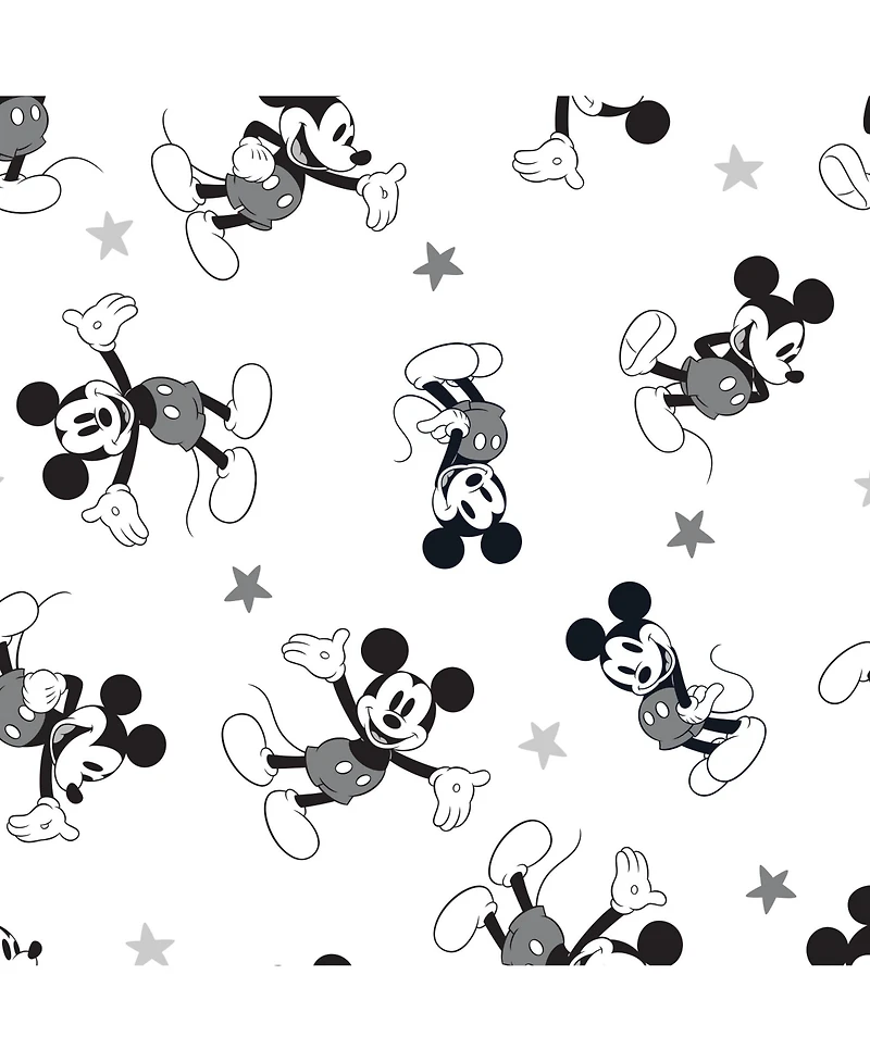 Lambs & Ivy Disney Baby Magical Mickey Mouse 100% Cotton Fitted Crib Sheet - White/Black