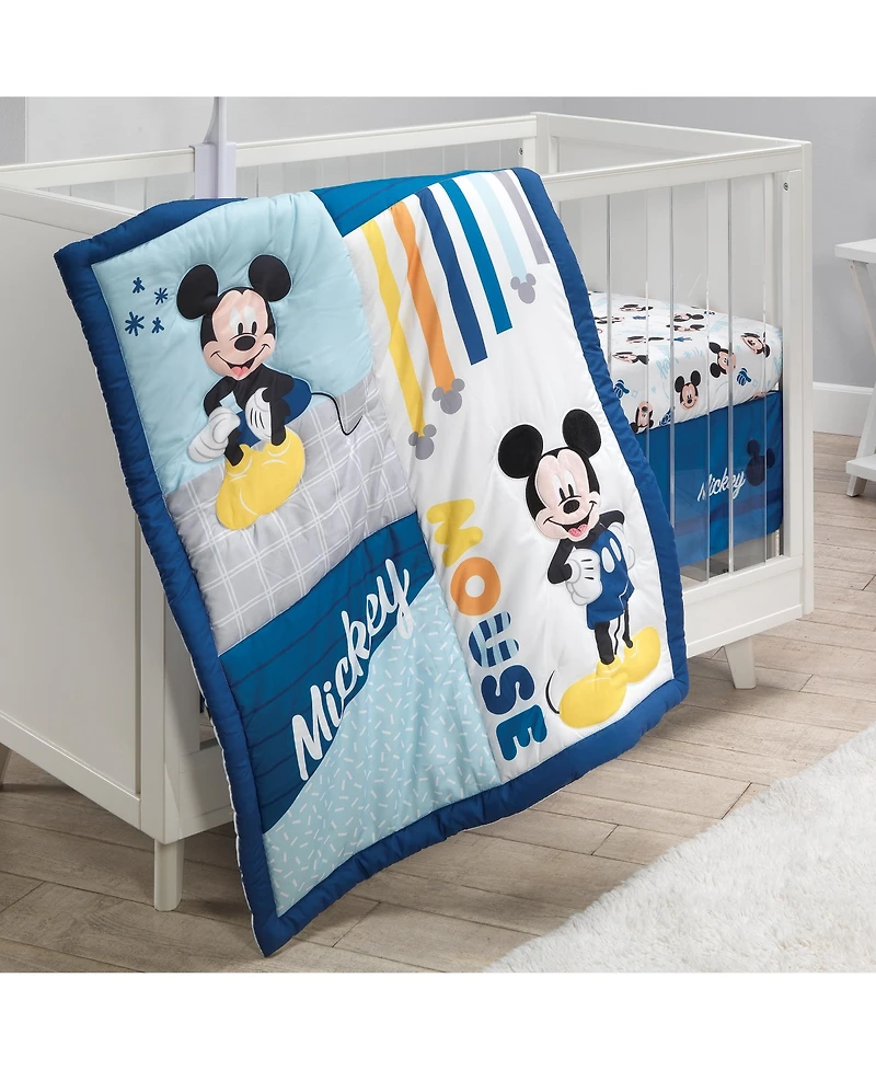 Lambs & Ivy Disney Baby Forever Mickey Mouse 3-Piece Blue Crib Bedding Set