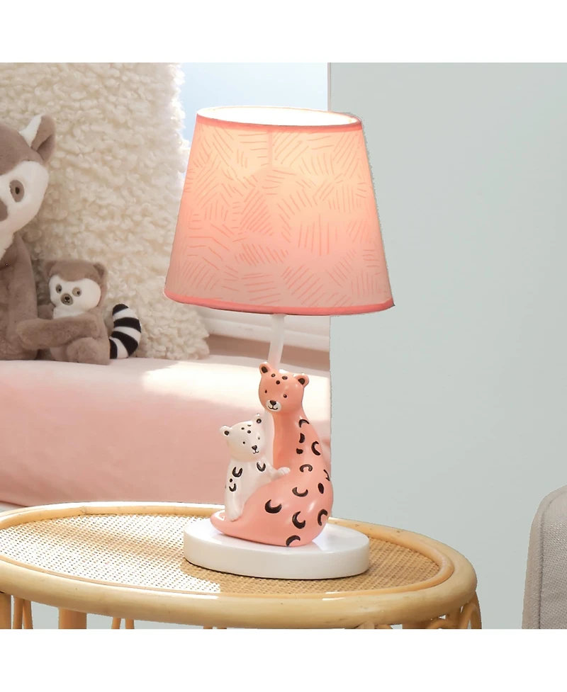 Lambs & Ivy Enchanted Safari Pink Leopard Lamp with Shade & Bulb
