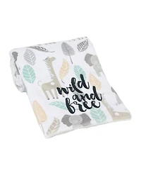 Lambs & Ivy Jungle Friends Elephant/Giraffe Safari Soft Fleece Baby Blanket