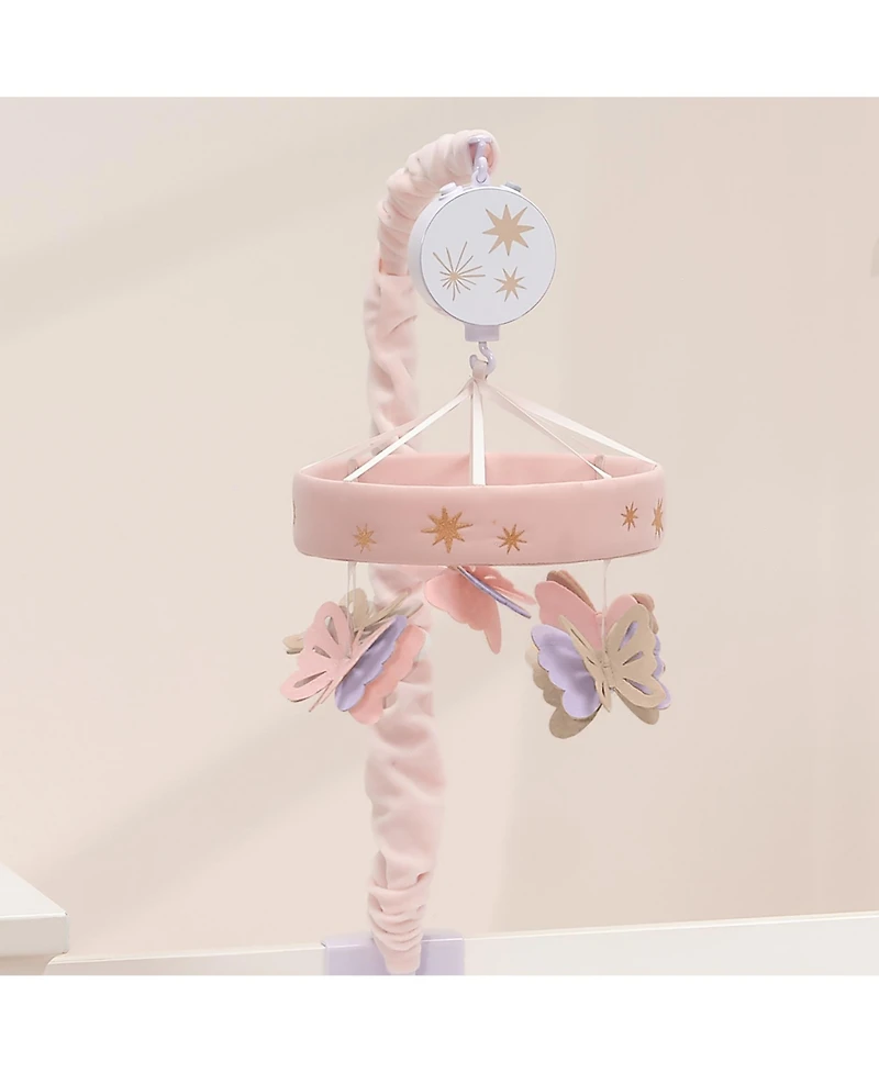 Lambs & Ivy Butterfly Dreams Pink/Purple Musical Baby Crib Mobile Soother Toy