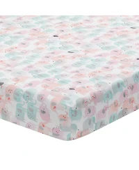 Lambs & Ivy Watercolor Pastel Pink/Mint Rainbow 5-Piece Baby Crib Bedding Set