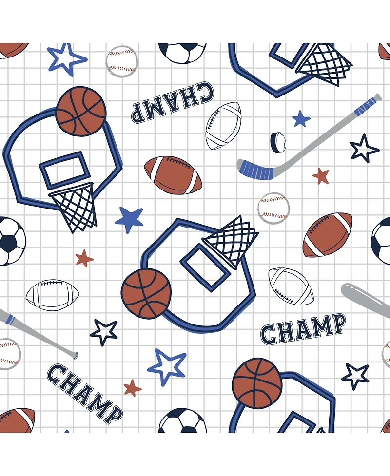 Lambs & Ivy Baby Sports 100% Cotton Fitted Crib Sheet - Football/Basketball