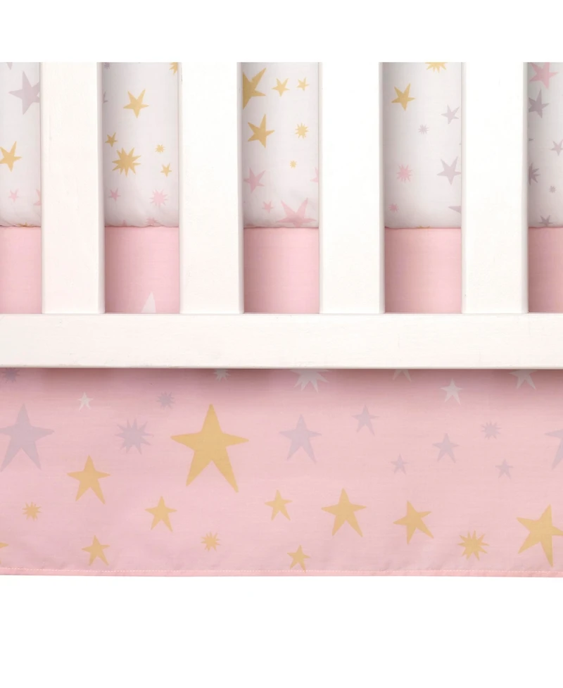 Bedtime Originals Rainbow Unicorn with Fox, Squirrel and Owls Pink/Purple 3-Piece Baby Nursery Crib Bedding Set