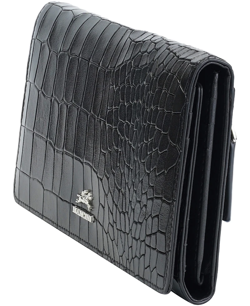 Mancini Women's Croco2 Rfid Secure Trifold Wallet