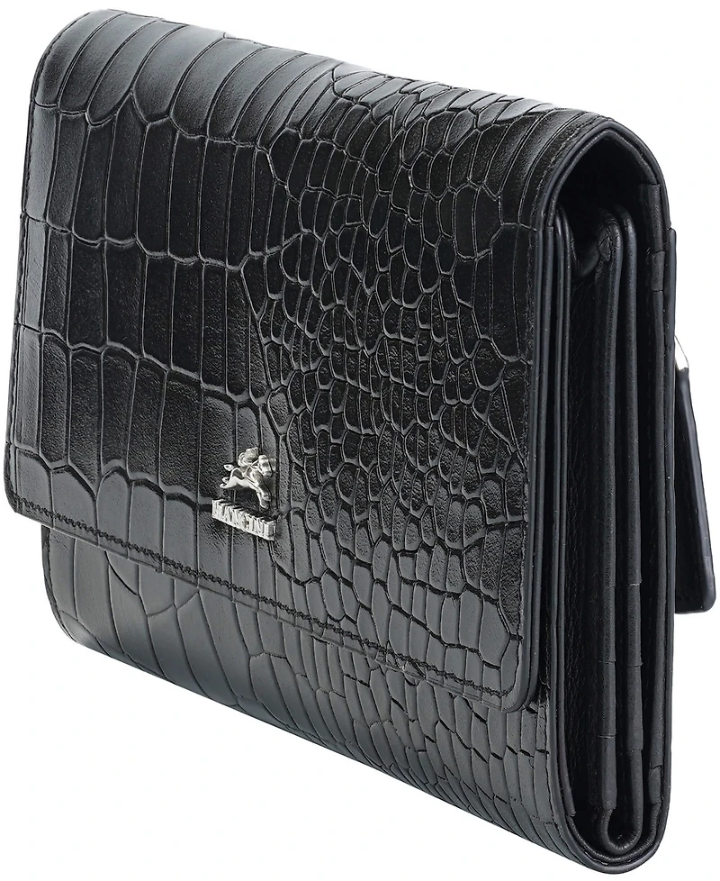 Mancini Women's Croco2 Rfid Secure Quad Fold Wallet