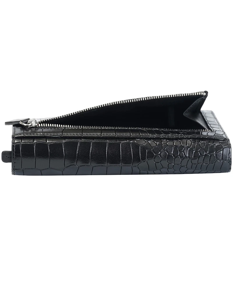 Mancini Women's Croco2 Rfid Secure Trifold Wallet