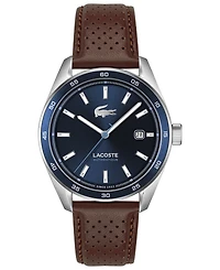 Lacoste Men's Boston Automatique Brown Leather Strap Watch 40mm