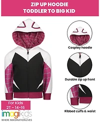 Marvel Girls Spider-Man Spider-Gwen Ghost Spider Fleece Zip Up Hoodie to