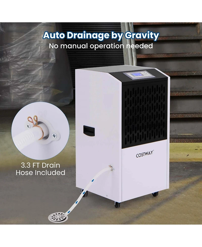 250 Pints Commercial Dehumidifier Industrial Heavy Duty Dehumidifierw/Drain Hose