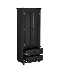 Tall Storage Cabinet with Two Drawers for Bathroom/Office, Black