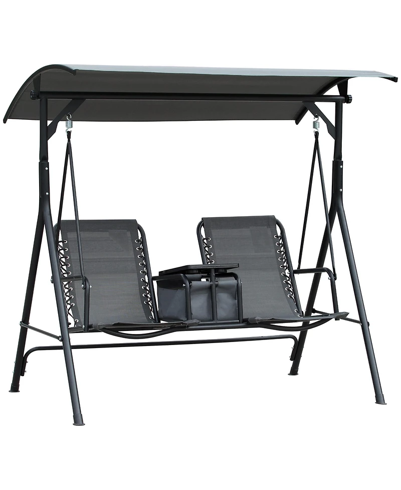 Streamdale Furniture Outdoor Canopy Swing with Table and Adjustable Shade