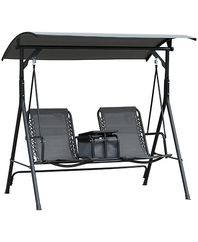 Streamdale Furniture Outdoor Canopy Swing with Table and Adjustable Shade