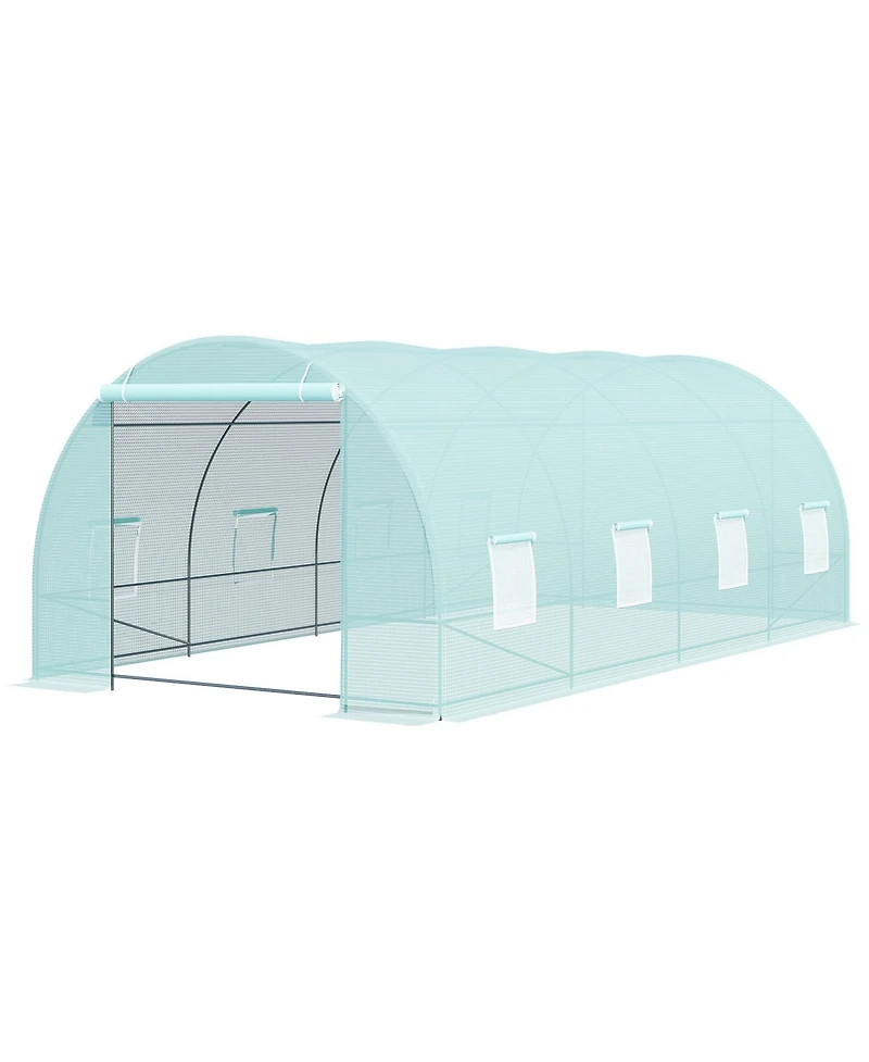 20' Walk-In Tunnel Greenhouse with 8 Windows & Steel Frame