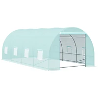 20' Walk-In Tunnel Greenhouse with 8 Windows & Steel Frame