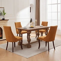 Streamdale Rayon-Flocked Dining Chairs with Solid Wood Legs, Set of 2 (Gold)