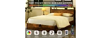 Streamdale Queen Bed Frame with Bookcase, Lights, and Charging Station