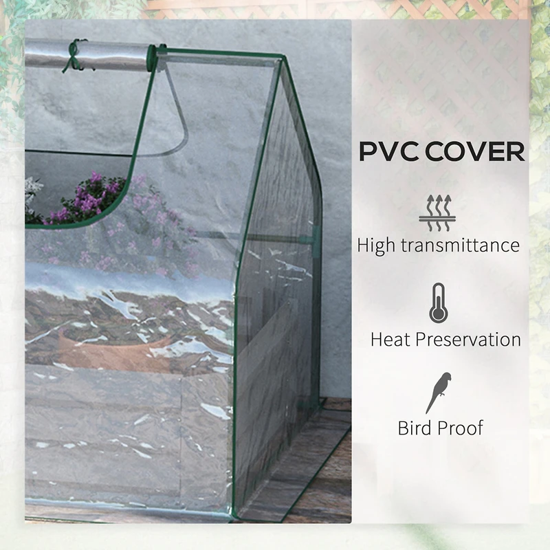 Galvanized Raised Garden Bed with Mini Greenhouse Cover