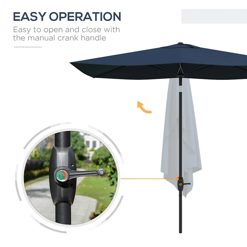 Rectangular Market Umbrella for Patio, 6.5' x 10', Blue