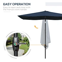 Rectangular Market Umbrella for Patio, 6.5' x 10', Blue