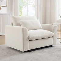 Streamdale Furniture Beige Corduroy Single Sofa Accent Chair with Pillow