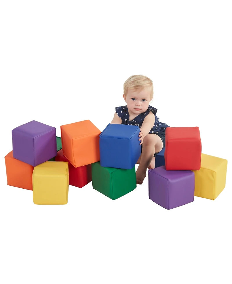 ECR4Kids SoftZone Patchwork Toddler Building Blocks, Assorted, 12-Piece