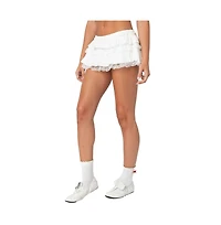 Edikted Womens Lacey Ruffled Bloomer Skort