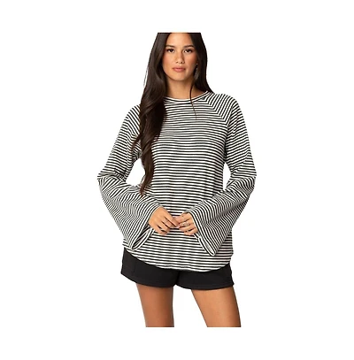 Edikted Womens Stripey Oversized Bell Sleeve Top