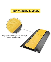 Yescom 3 Channel Cable Driveway Over Garden Hose Protector Ramp Speed Bump Rubber Protective Wire Cover Cord for Walkway, 44000 Lbs Load Capacity
