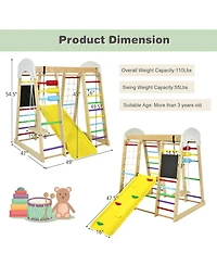 Indoor Playground Climbing Gym Wooden 8-in-1 Climber Playset for Children-Multicolor
