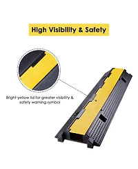 Yescom 1 Channel Cable Driveway Over Garden Hose Protector Ramp Wire Cover for Walkway Outdoor Pvc Speed Bump for Road, 22000 Lbs 2 Packs