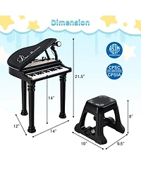 Vebreda 31 Keys Kids Piano Keyboard with Stool and Lid-White