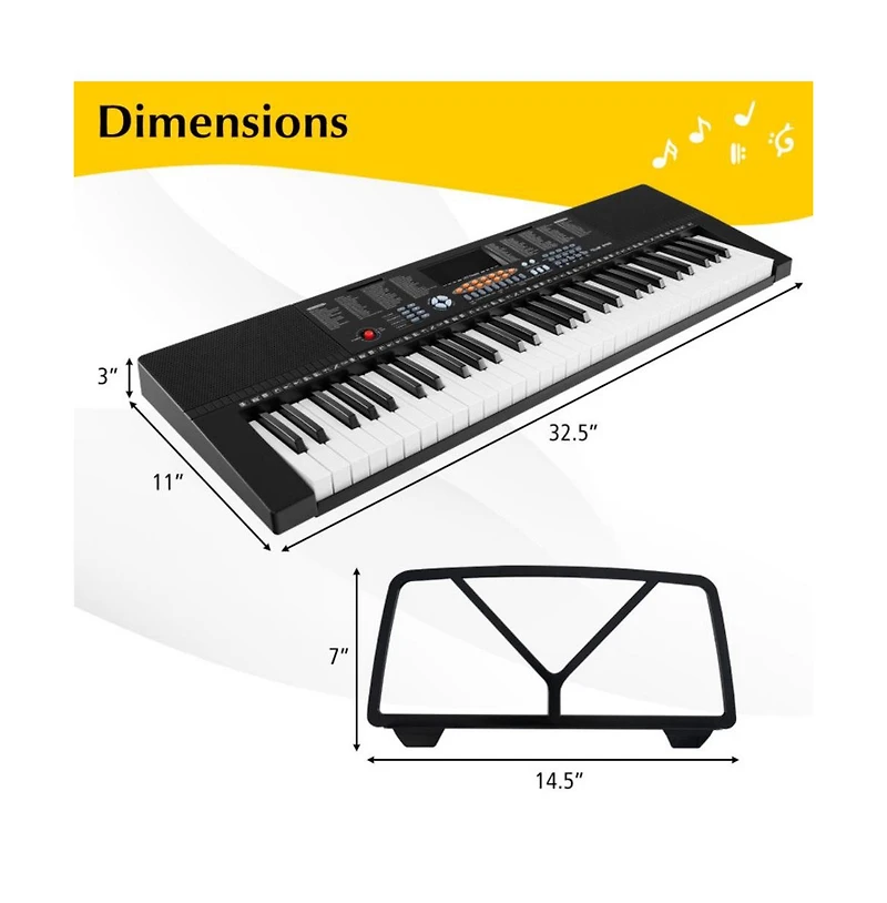 Vebreda 61-Key Electronic Keyboard Piano with 3 Teaching Modes Led Display and Dual Keyboard