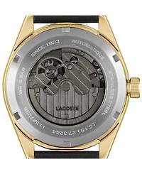 Lacoste Men's Boston Automatique Black Leather Strap Watch 40mm