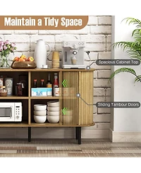 47" Sideboard Buffet Cabinet with Sliding Tambour Doors Adjustable Shelves