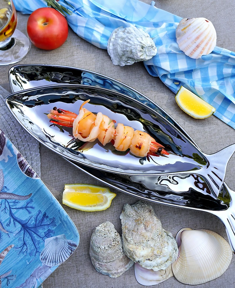Certified International Silver Coast 3-d 2Pc Fish Platter Set